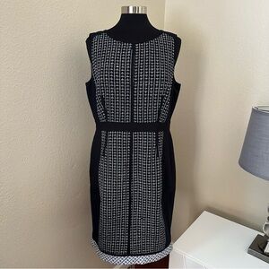 Ivanka Trump Tweed Black Sleeveless Sheath Midi Dress Size 16